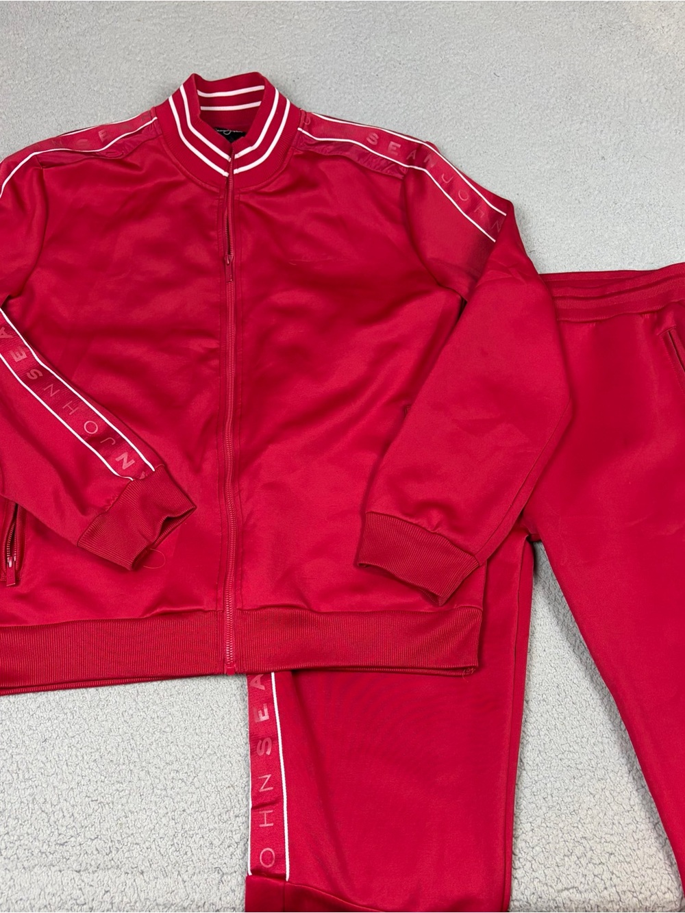 Sean John Tracksuit Men 2XL Red Zip-Up Track Jacket Pants Set Hip Hop Y2K Lounge